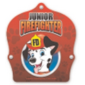 Plastic Curved Back Fire Helmet with Dalmatian Junior Firefighter Shield